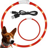 Hondenhalsband - LED halsband - Lichtgevend - Oplaadbaar - Inclusief USB Kabel - Medium 50 CM - Rood of Groen - Rheme