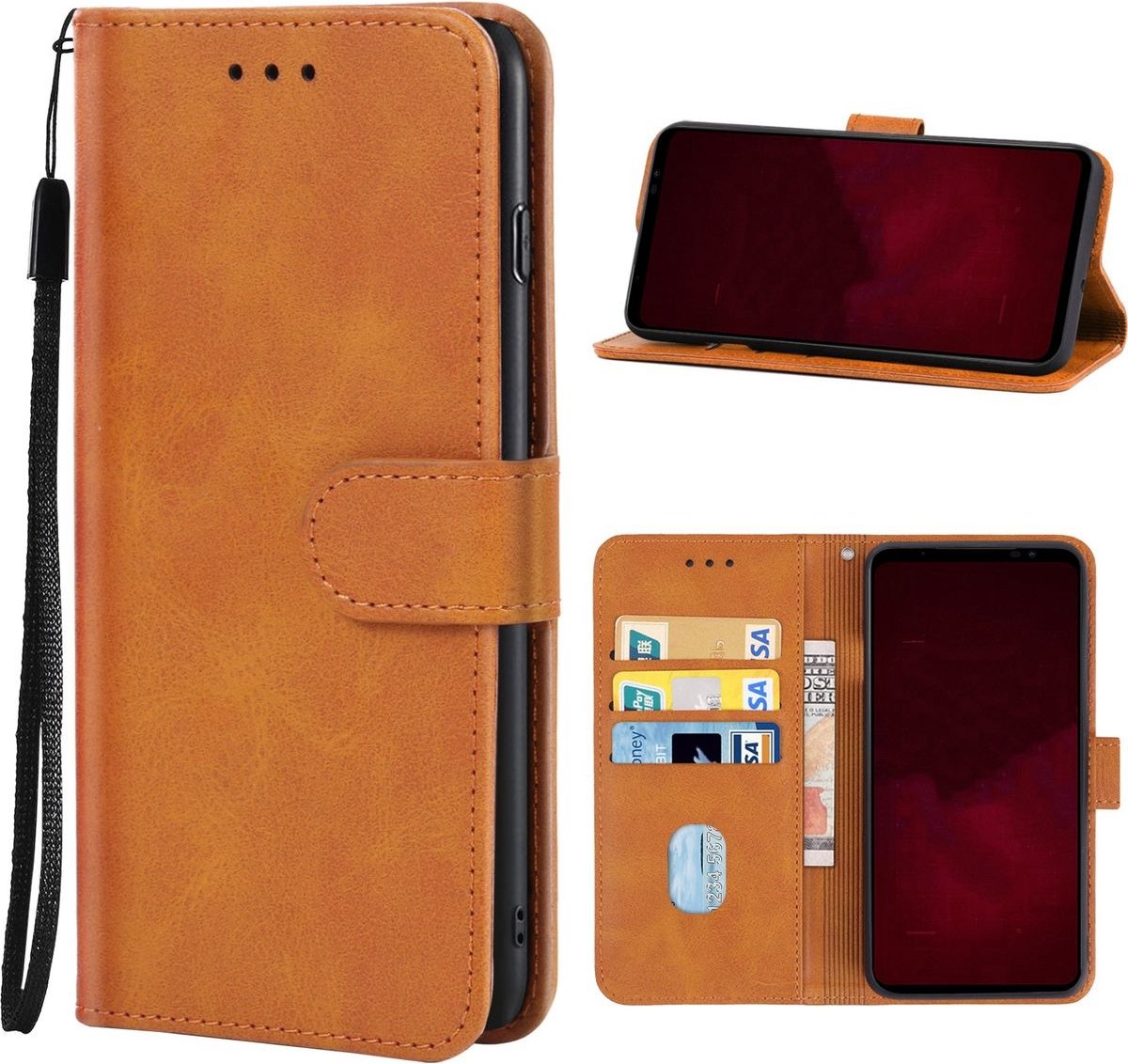 Mobigear Telefoonhoesje geschikt voor ASUS ROG Phone 6 Hoesje | Mobigear Wallet Bookcase Portemonnee | Pasjeshouder voor 3 Pasjes | Telefoonhoesje voor Pinpas / OV Kaart / Rijbewijs - Bruin