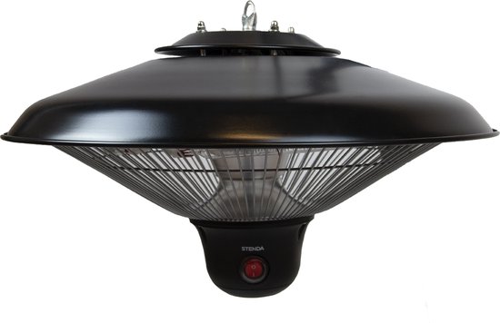 Sfeervolle Electrische Terrasverwarmer - Hangend model - Zwart - Afstandsbediening - Stenda Patioheater Calor Pendura 1500 Watt