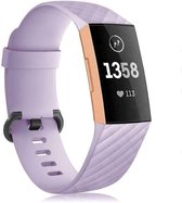 Siliconen Smartwatch bandje - Geschikt voor Fitbit Charge 3/4 silicone band - lila - Strap-it Horlogeband / Polsband / Armband - Maat: Maat S