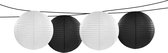 Feest/tuin versiering 4x stuks luxe bol-vorm lampionnen zwart en wit dia 35 cm
