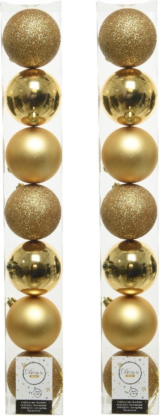 RELONGGI Lot De 12 Boules De Noël Dorées 6cm - Plastique Incassables - 3 Styles