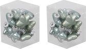 24x Sterretjes kersthangers/kerstballen mintgroen (oyster grey) van glas - 4 cm - mat/glans - Kerstboomversiering