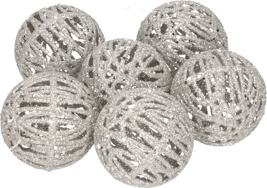 18x Rotan kerstballen zilver met glitters 5 cm - kerstboomversiering -... |  bol.com