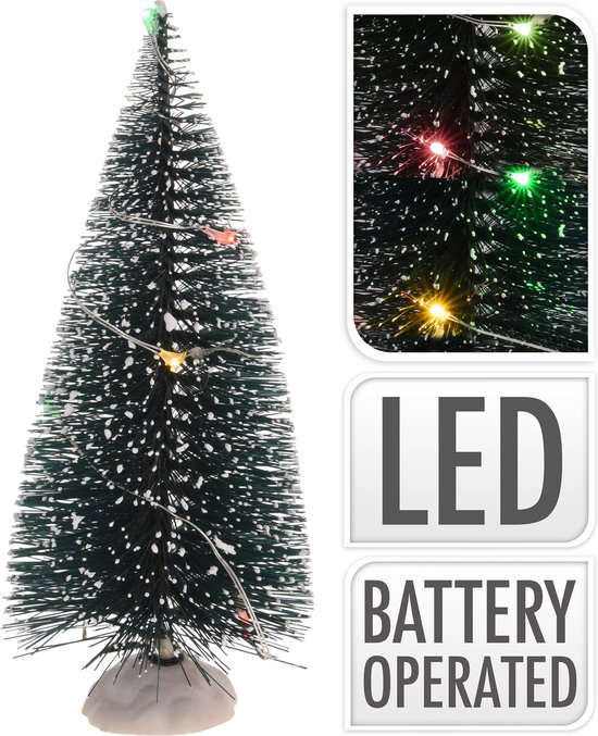 inhoudsopgave tarwe Leuren Kerstdorp onderdelen 2x kerstbomen met gekleurde LED verlichting 15 cm -...  | bol.com