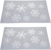 2x Kerst raamsjablonen sneeuwvloken plaatjes 54 cm - Raamdecoratie Kerst - Sneeuwspray sjabloon