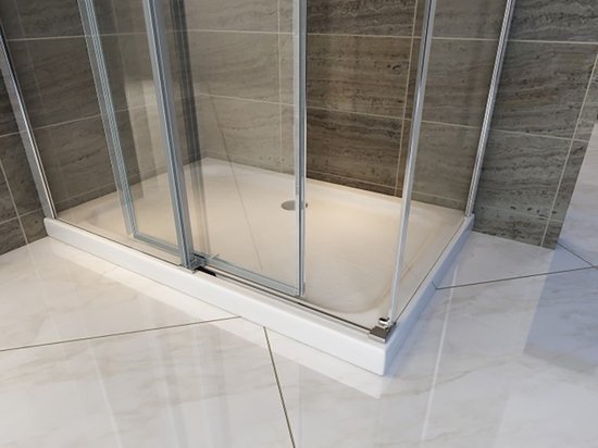 Entrée d'angle Cabine de douche Porte coulissante 800x1200x1950mm Nano (anti-calcaire) Revêtement 8mm Verre de sécurité Profil chromé Easy Clean