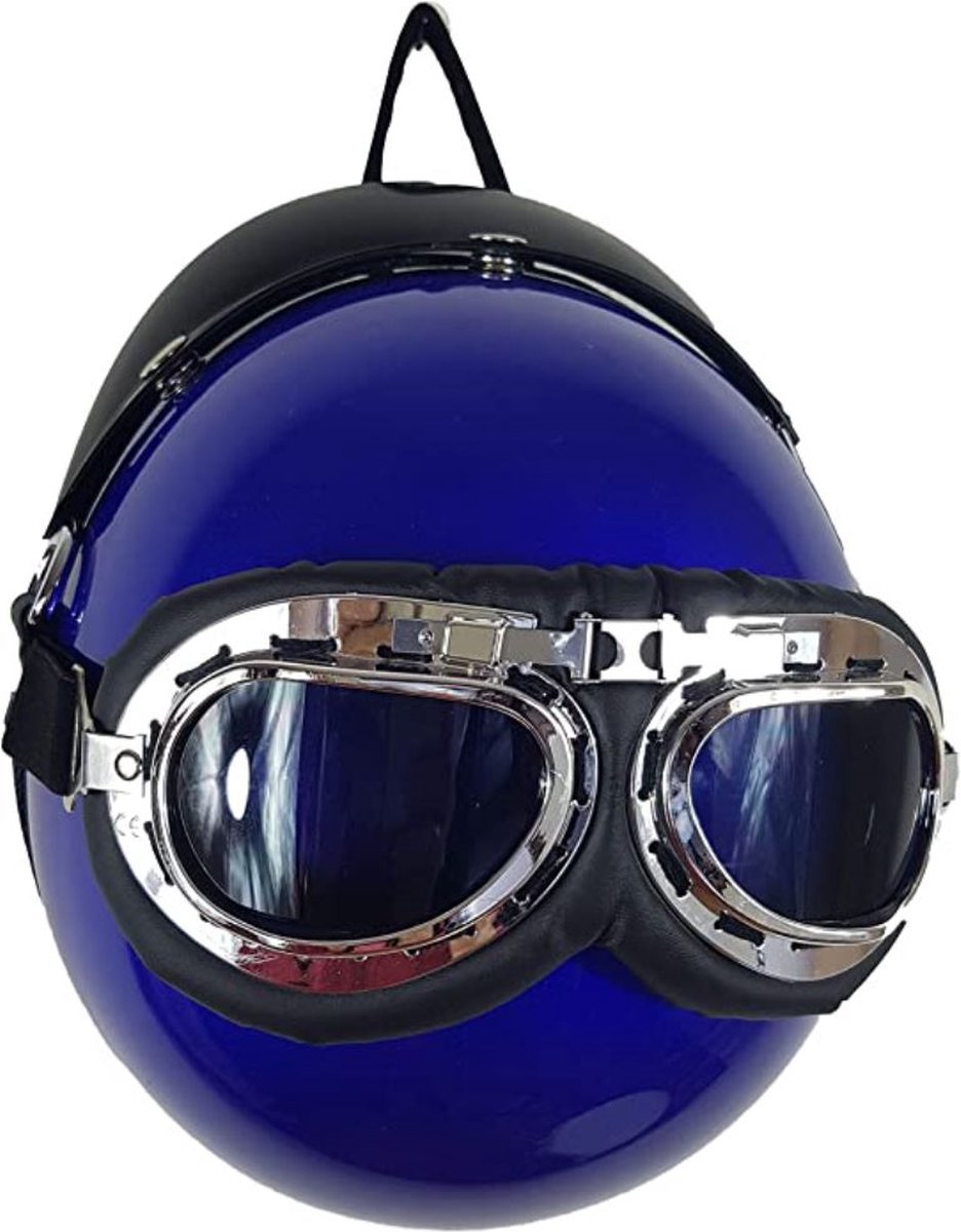 Motorhelm rugtas-schoudertas blauw - Bijzondere Tas in de vorm van een Motorhelm - (bxhxd) ca. 23cm x 26cm x 17cm