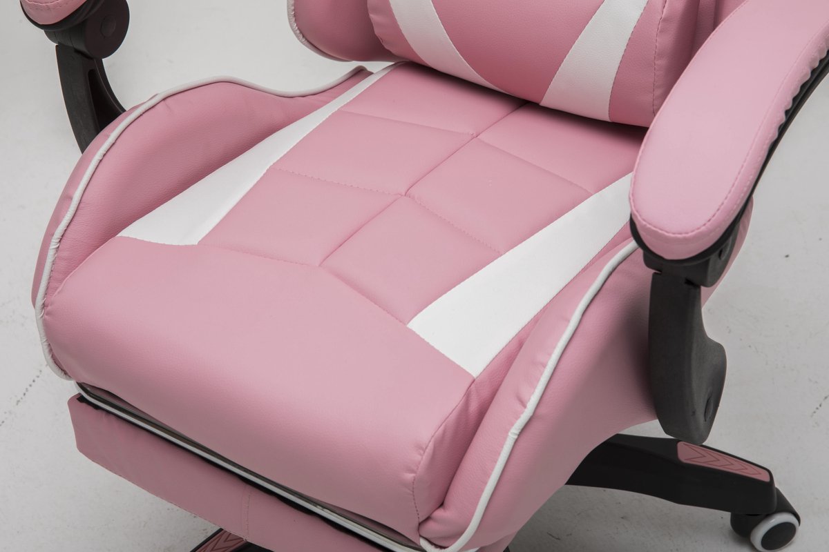 VDD Gaming - Game stoel - Gaming - Bureaustoel - Gamestoel Roze - Met Nekkussen & Verstelbaar Rugkussen - Silicone Game Stoel - Draaistoel - Ergonomische Game Stoel - Gamestoelen - Hoogte Verstelbaar - Roze & Wit – foto 5