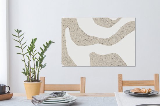 Tableau sur toile Abstrait - Terrazzo - Design - Beige - 90x60 cm - Décoration murale