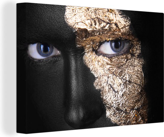 Toile Peinture Femme - Or - Black and Gold et Or - 60x40 cm - Décoration murale