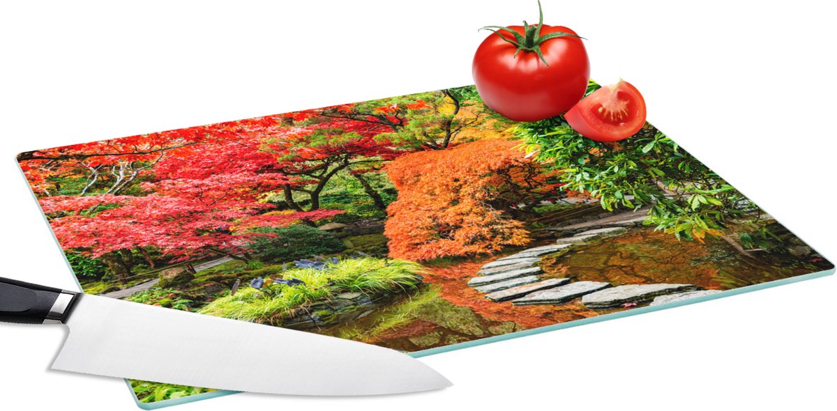 Glazen Snijplank - 39x28 - Bomen - Japans - Stenen - Pad - Natuur - Snijplanken Glas