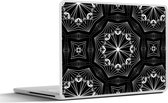 Laptop sticker - 14 inch - Bloemen - Design - Zwart - Wit - Geometrie - 32x5x23x5cm - Laptopstickers - Laptop skin - Cover