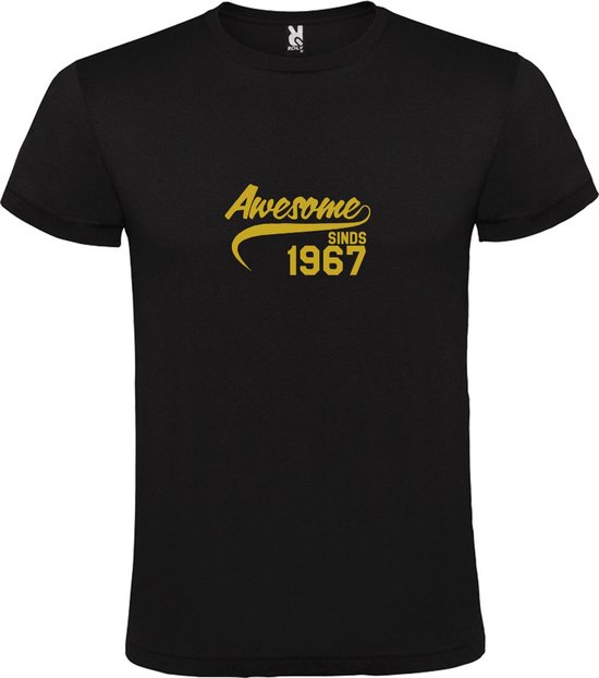 Zwart T-Shirt met “Awesome sinds 1967 “ Afbeelding Goud Size XXXL