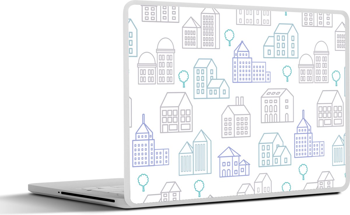 Laptop sticker - 13.3 inch - Skyline - Patronen - Huis - 31x22,5cm - Laptopstickers - Laptop skin - Cover