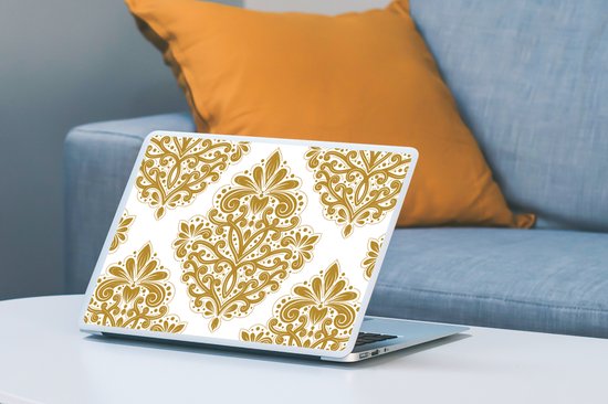 Autocollant pour ordinateur portable - 14 pouces - Vintage - Fleurs - Or - Motifs - 32x5x23x5cm - Autocollants pour ordinateur portable - Peau pour ordinateur portable - Couverture