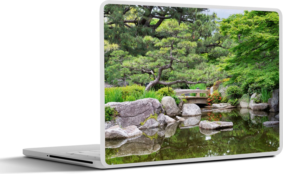 Laptop sticker - 10.1 inch - Japans - Natuur - Water - Stenen - Bomen - 25x18cm - Laptopstickers - Laptop skin - Cover
