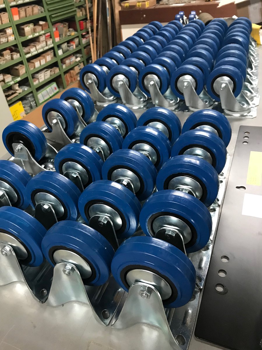 Transportwielen, industriële zware wielen, zwenkwielen met rem, blauw