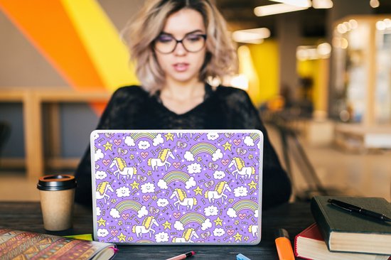 Sticker ordinateur portable - 14 pouces - Unicorn - Motif - Arc-en-ciel - Enfant