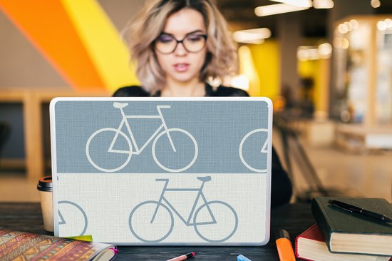 Sticker ordinateur portable - 17,3 pouces - Vélo - Blauw - Motif