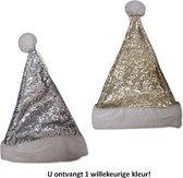 Kerstmuts Glitter volwassenen - Carnaval - Feest - Foute party - Goud of Zilver - 1 exemplaar - Met pompom