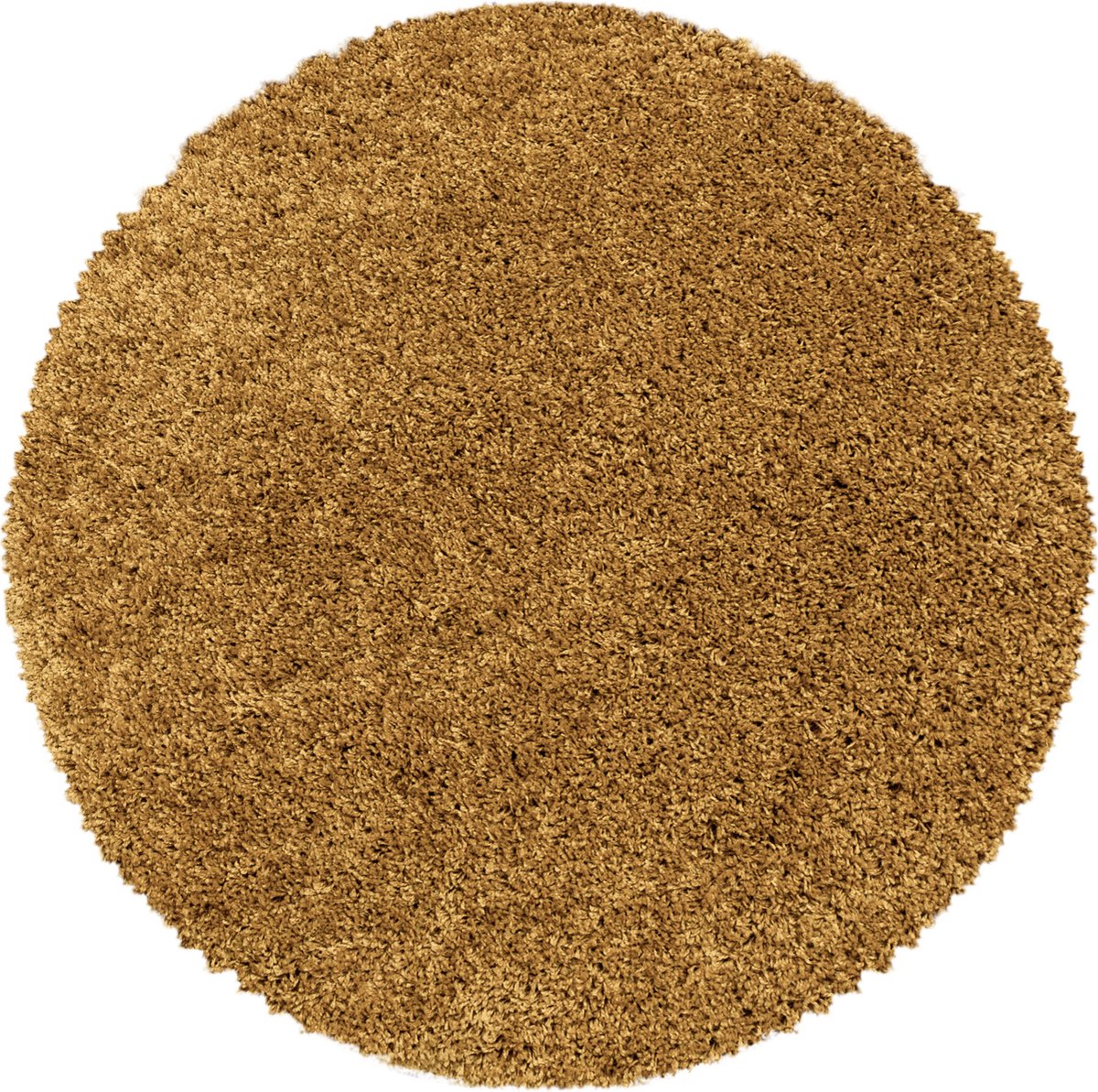 Flycarpets Azure Rond Vloerkleed Goud - Effen - Hoogpolig - 80x80 cm