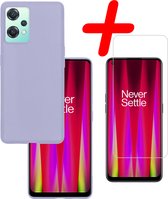 Hoes Geschikt voor OnePlus Nord CE 2 Lite Hoesje Siliconen Back Cover Case Met Screenprotector - Hoesje Geschikt voor OnePlus Nord CE 2 Lite Hoes Cover Hoesje - Lila