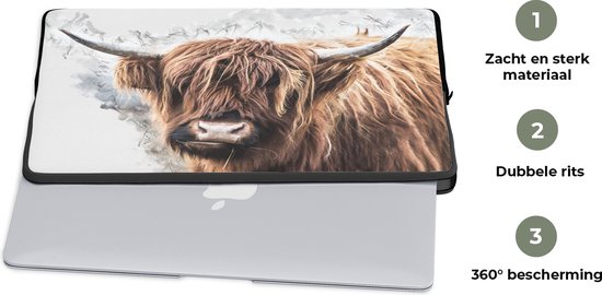 Housse ordinateur 17 pouces - Scottish Highlander - Animaux - Fumée - Housse ordinateur