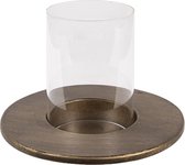 Set van 2 x Lantaarn Ø 18x13 cm Koperkleurig Ijzer Glas Rond Kaarsenhouder Sfeerverlichting