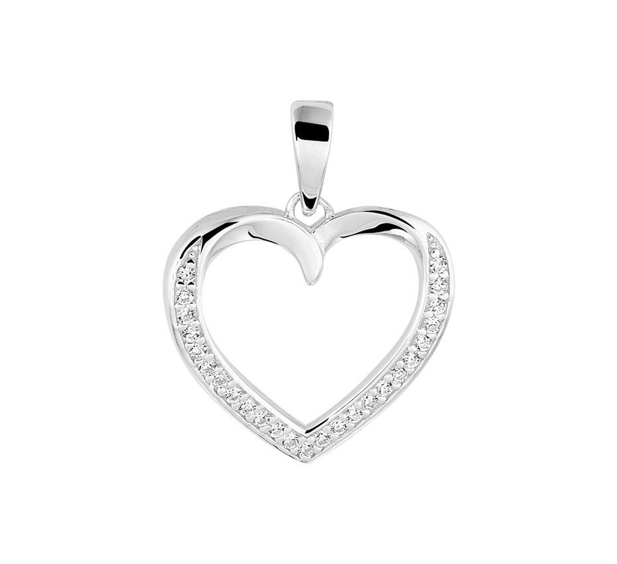 Zilver Gerhodineerde Hanger hart zirkonia 1332746