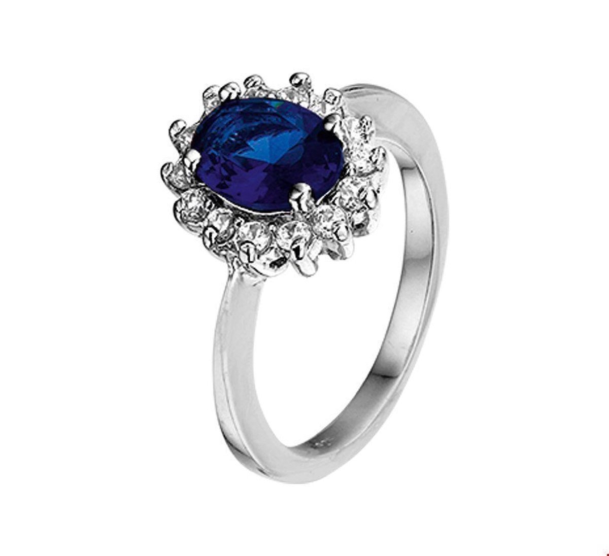 Zilver Gerhodineerde Ring zirkonia en synthetische saffier 1326190 18.50 mm (58)