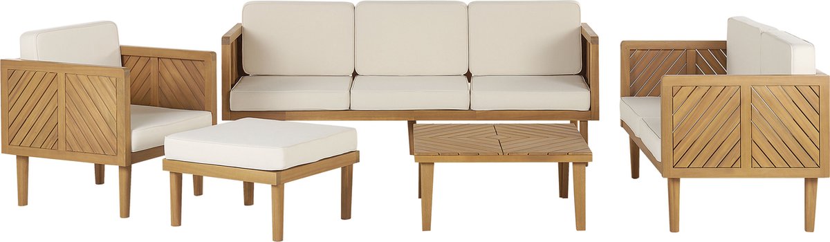 Loungeset met tafel en ottomaan 6-zitter BARATTI Acaciahout Bruin