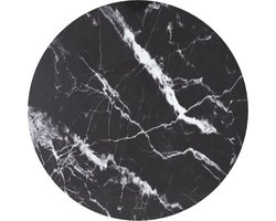 vidaXL - Tafelblad - Ø70x0,8 - cm - gehard - glas - met - marmeren - design - zwart