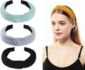 LIXIN 3 Stuks Dames Haarbanden - Haarband met knoop - Kleur 9 - Haarband volwassenen - Vrouwen - Dames - Tieners - Meiden - Dans - Yoga - Hardlopen - Sport - Haaraccessoires