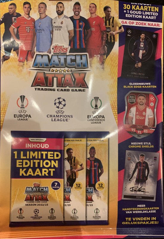 TOPPS Match Attax Trading Card Game MULTIPACK 30 kaarten en 1 Gouden