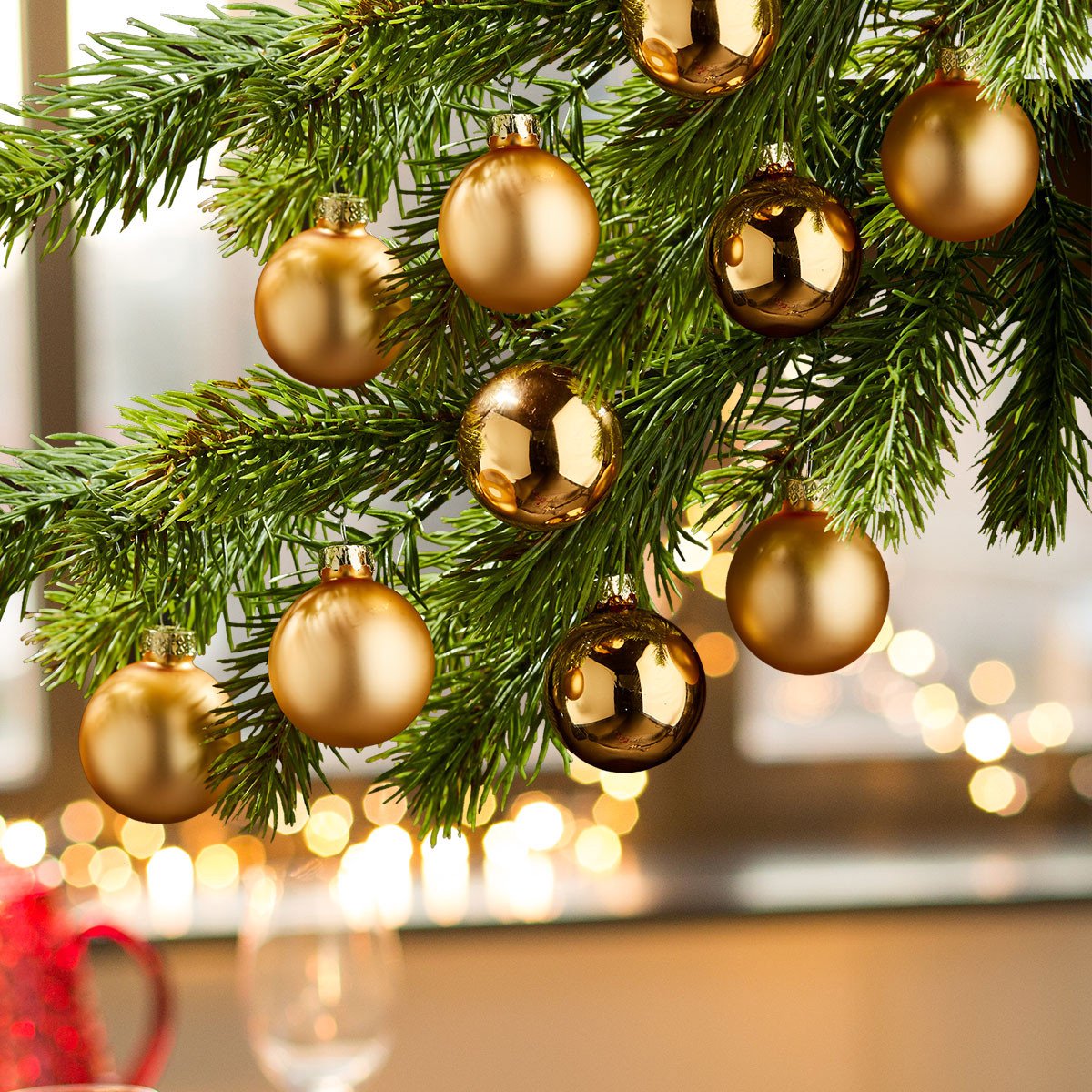 Glazen kerstballen , goud