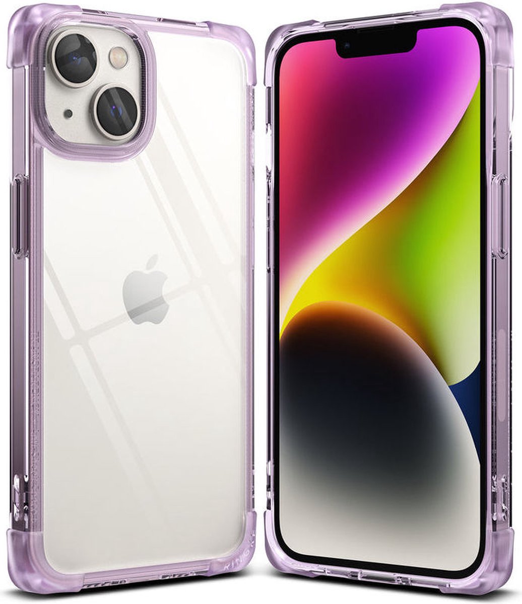 Ringke Fusion Bumper Hoesje Geschikt voor Apple iPhone 14 Transparant Paars