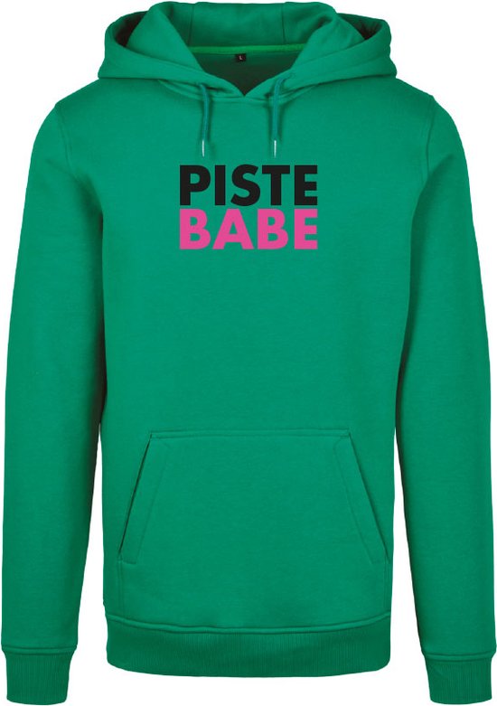 Wintersport hoodie groen XXL Piste Babe - soBAD. | Foute apres ski outfit | kleding | verkleedkleren | wintersporttruien | wintersport dames en heren