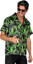 Widmann - Hippie Kostuum - Cannabis Shirt Lekkere Trek Man - Groen, Zwart - Small / Medium - Carnavalskleding - Verkleedkleding