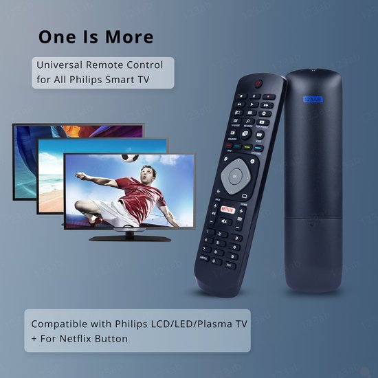 Universele afstandsbediening RQ-P4H geschikt voor Philips TV - Met Netflix Knop - 123AB