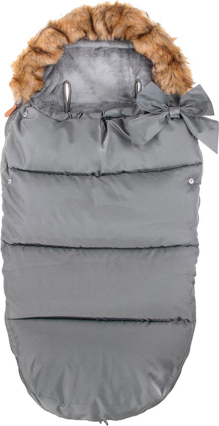 Bambiniwereld universele wintervoetenzak (90 cm), ook geschikt voor babyschaal, kinderwagen, buggy, van wol effen zwart gelinieerd