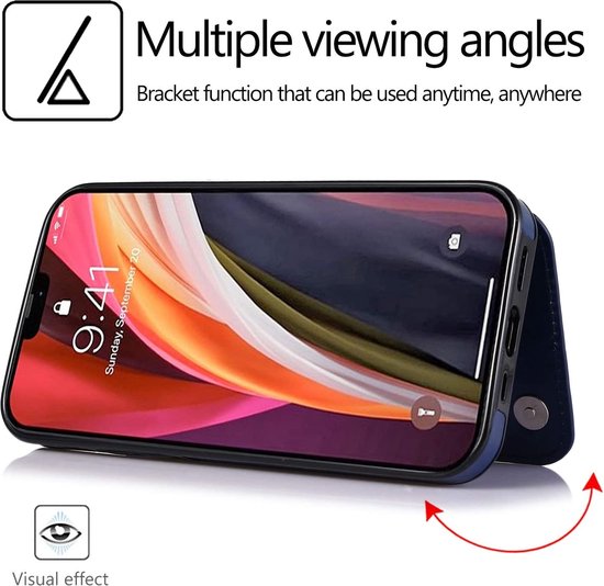 Étui portefeuille ShieldCase adapté pour Apple iPhone 12 / 12 Pro - 6,1 pouces - rouge + protecteur d'écran en verre