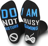 Malinsi Grappige Sokken Gaming - Blauw - Anti Slip - Do not Disturb - One Size - Cadeau Mannen - Huissokken - Housewarming - Verjaardag