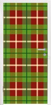 Deursticker Plaid - Groen - Rood - Patroon - 90x205 cm - Deurposter
