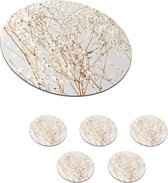Onderzetters voor glazen - Rond - Natuur - Takken - Bloemen - 10x10 cm - Glasonderzetters - 6 stuks