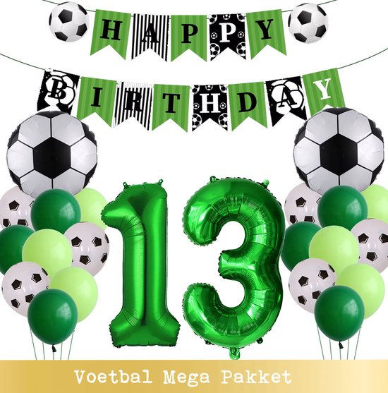 Voetbal Ballonnen - Cijfer Ballon 13 Jaar - Snoes - Megapakket - set van 24 Sport Voetbalfan Voetbal Jongen/Meisje - Sportieve - Voetbal Vrouwen Mannen - Kinderfeestje - Verjaardag - Helium Ballon nummer 13