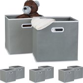 Tissu de panier de rangement Relaxdays 8x - gris - boîte pliante - boîte de rangement - panier d'armoire - molleton textile