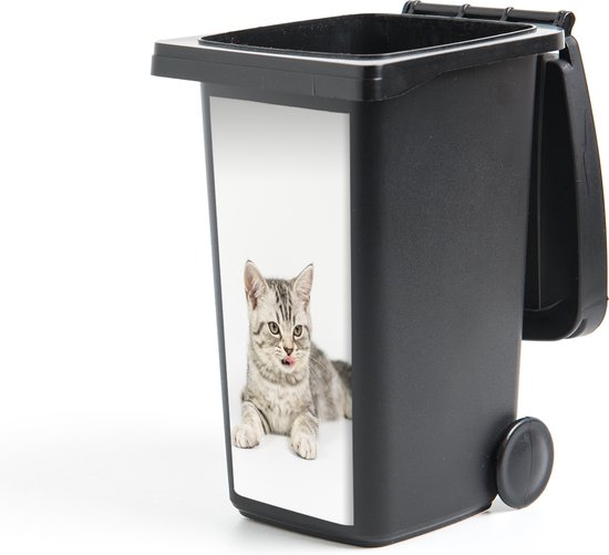 Container sticker Kitten - Wit - Tong - Meisjes - Kinderen - Jongens - Kindje - 44x98 cm - Kliko sticker