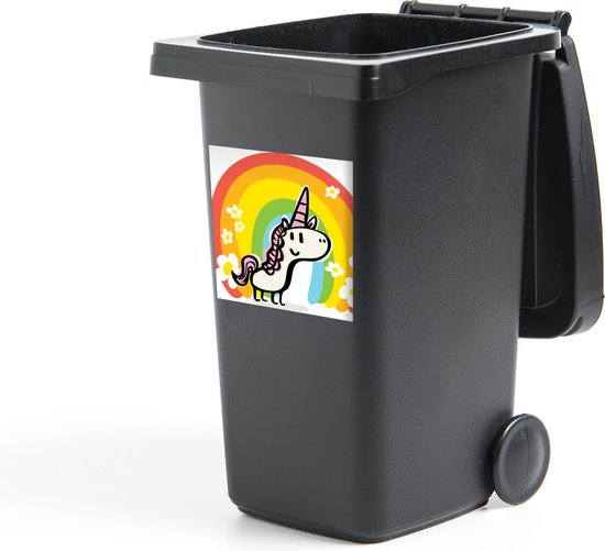 Container sticker Een illustratie van een eenhoorn met een regenboog - Meisjes - Kinderen - Kind - 40x40 cm - Kliko sticker