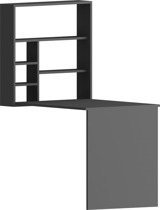 AKKE Opklapbare wandtafel ruimtebesparend inklapbureau muur rechthoekig PVC laminaat voor keuken thuiskantoor woonkamer Lichtgrijs grafiet 70cm x 50cm